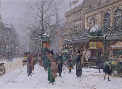 Parijse Straatscène door Eugene Galien Laloue